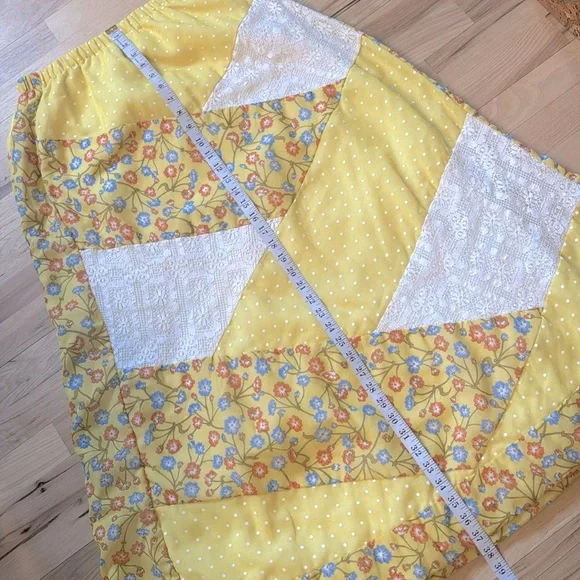 v i n t a g e Chessa Davis Maxi Skirt Polka Dot Lace Floral S or M - Picture 12 of 13